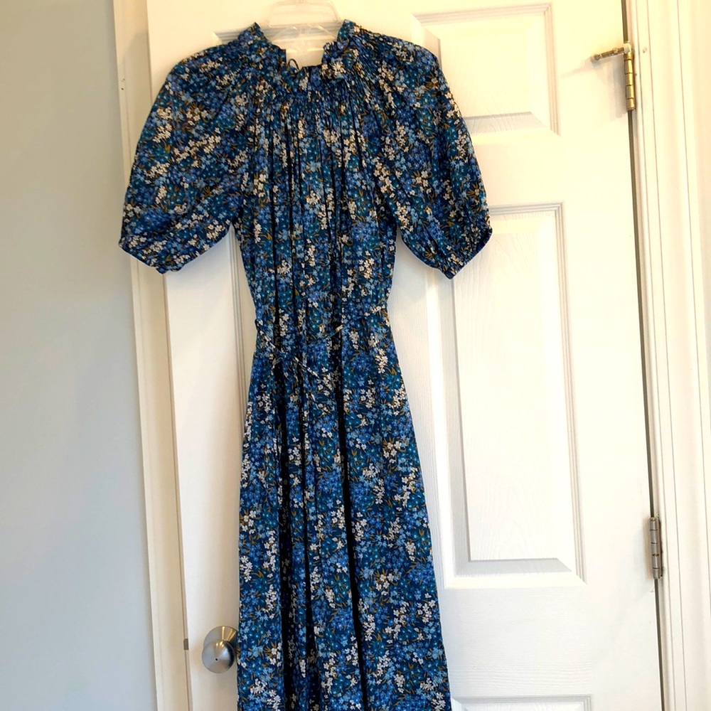 JCrew Liberty Dress. With pockets, waist tie, and back corset neck tie